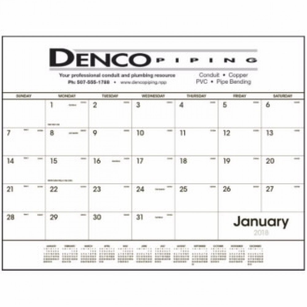 Triumph Black & White Desk Pad Calendar Logo Printed Triumph Black & White Desk Pad Calendar Logo Printed