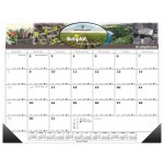 Logo Printed 22" x 17"- 13 month desk calendar with 1 color form/4cp art on header only with Leatherette corners.