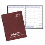 Monthly Desk Wire Bound Appointment Calendar/Planner w/ Leatherette Cover Branded