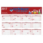 Logo Printed Wall Calendar: Medium Year-At-A-Glance Style, Dry Eraser Friendly W/ 4-Color Custom Graphics