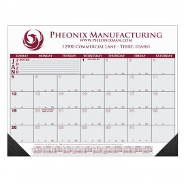 Branded 12 Month Desk Calendar | 22" x 17" | 1 Imprint Area | Burgundy & Gray Calendar Colors