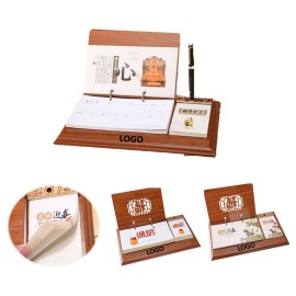 Logo Branded Notepad Wooden Desk Calendars With Pen Holder  Logo Branded Notepad Wooden Desk Calendars With Pen Holder