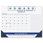 Branded Blue & Black Calendar Desk Pad w/Side Note Lines & One Color Imprint (21"x17")