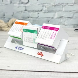 12 Sides Custom Print Cube Calendar w/Pen Holder with Logo  12 Sides Custom Print Cube Calendar w/Pen Holder with Logo