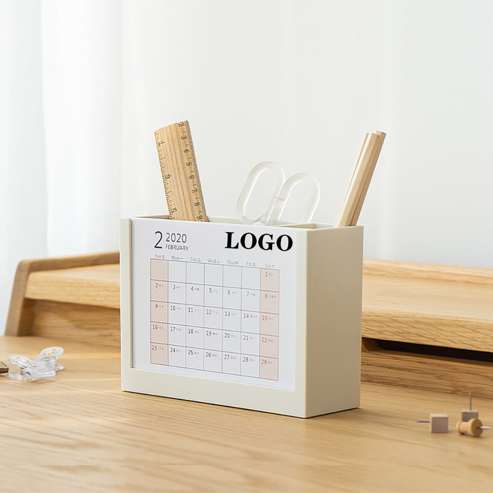 Logo Printed Pen Pencil Desk Holder Calendar