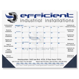 Logo Printed Blue & Black 13-Month Calendar Desk Pad w/One Color Imprint (21"x17")