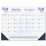 Blue & Gold Calendar Desk Pad w/One Color Imprint & 13 Sheets (21"x17") Custom Imprinted