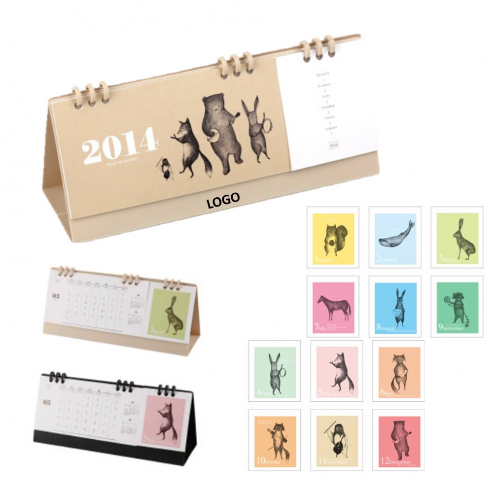 Notepad Desk Calendar With Art Animals Printing Custom Imprinted