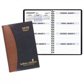 Large Print Weekly Desk Planner w/ Carriage Vinyl Cover Logo Printed