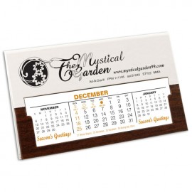 MMA Deskdate Refillable Desk Calendar White/Woodgrain Logo Printed