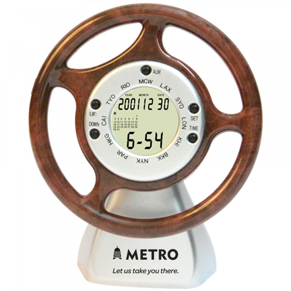 Steering Wheel Clock/ Calendar-BROWN Branded