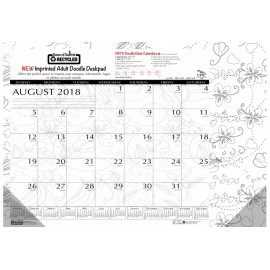 Whimsical Black & White Doodle Imprinted Desk Pad Calendar (Calendar Year) Branded
