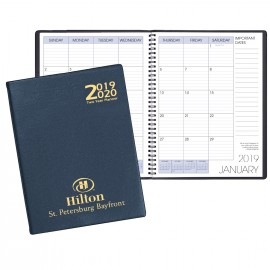Logo Printed Two Year Monthly Desk Planner w/ Continental Vinyl Cover