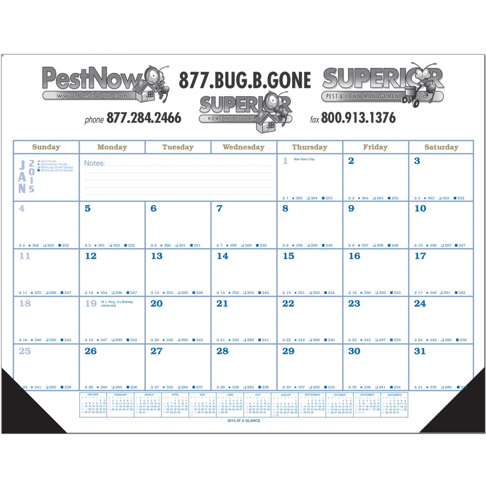 Logo Printed Jumbo Desk Pad Calendar w/12 Month Calendar Desk Pad - Top Imprint