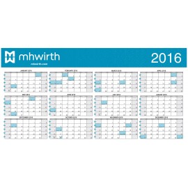 Logo Printed Wall Calendar: Large Size Year-At-A-Glance, Dry Eraser Friendly W/ 4-Color Custom Graphics Included