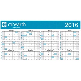 Logo Printed Wall Calendar: Large Size Year-At-A-Glance, Dry Eraser Friendly W/ 4-Color Custom Graphics Included