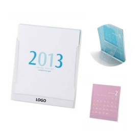 Logo Printed Candy Color U-shaped Box Stand Desk Calendar Transparent