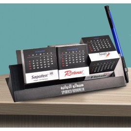 12 Sides Custom Print Cube Calendar w/Pen Holder with Logo