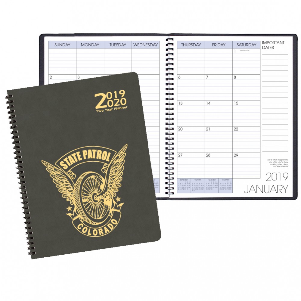 Logo Printed Two Year Monthly Desk Planner w/ Canyon Cover Logo Printed Two Year Monthly Desk Planner w/ Canyon Cover