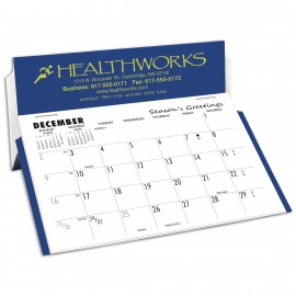 S-645 Stand-O-Matic Desk Calendar, Lapis Blue/White LOW QUANTITY Logo Printed