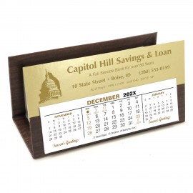 Logo Printed VIP Deskretary Paper Holder Desk Calendar, Ivory/Woodgrain