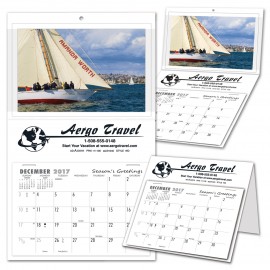 Logo Printed WD Wall/Desk Calendar with Photo Insert, Black Imprint