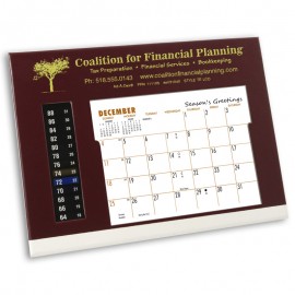TE LCD Therm-O-Dex Refillable Desk Calendar, Maroon/White Custom Imprinted  TE LCD Therm-O-Dex Refillable Desk Calendar, Maroon/White Custom Imprinted