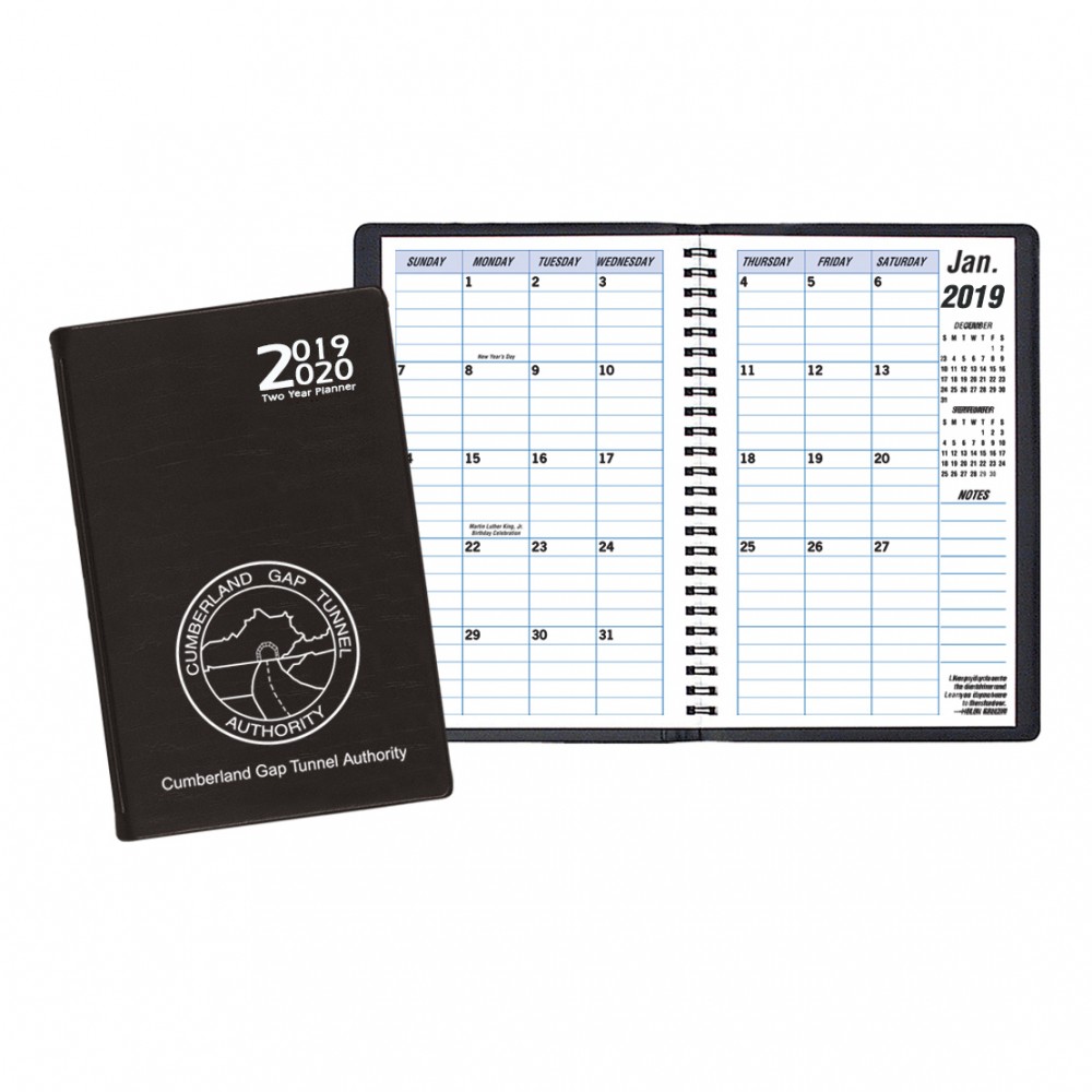 Custom Imprinted Two Year Monthly Desk Planner w/ Continental Vinyl Cover