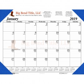 Gummed Desk Pad Calendar w/4-Leatherette Corners (18 1/2"x13") Logo Printed
