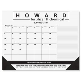 Black Calendar Desk Pad w/Side Notes Line & One Color Imprint (21"x17") Branded  Black Calendar Desk Pad w/Side Notes Line & One Color Imprint (21"x17") Branded