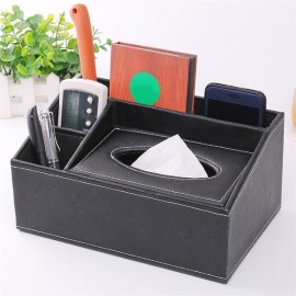 Logo Branded PU Leather Desktop Storage Box