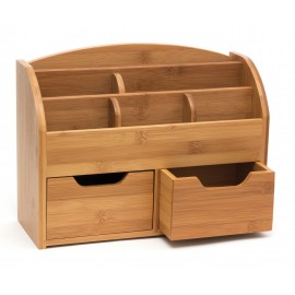 Custom Imprinted Bamboo Space Saving Desk Organizer  Custom Imprinted Bamboo Space Saving Desk Organizer