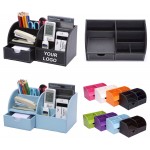 Custom Imprinted PU Leather Office Desktop Stationery Organizer Storage Box