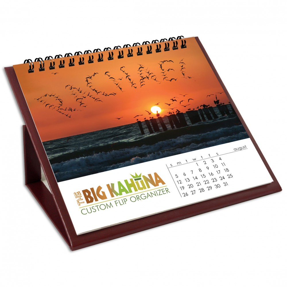 Big Kahuna Custom Flip Calendar w/Black Organizer Base Custom Printed Big Kahuna Custom Flip Calendar w/Black Organizer Base Custom Printed