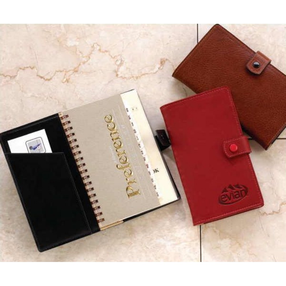 Aniline Glazed Calfskin Pocket Secretary W/ Snap Logo Printed Aniline Glazed Calfskin Pocket Secretary W/ Snap Logo Printed
