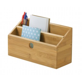 Logo Printed Bamboo 2-Slot Organizer  Logo Printed Bamboo 2-Slot Organizer