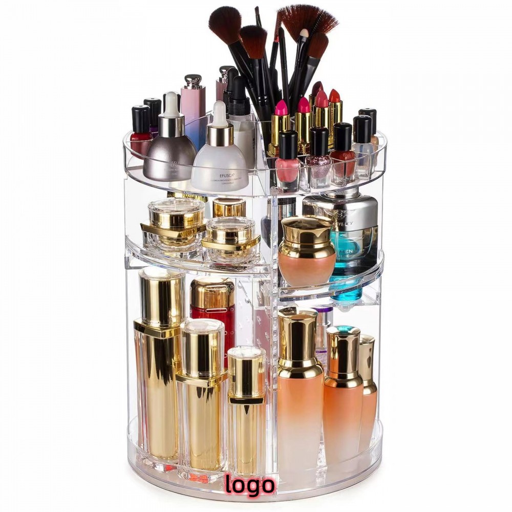 Logo Printed Makeup Organizer, DIY Adjustable Makeup Carousel Spinning Holder Storage Rack, Large Capacity Make u
