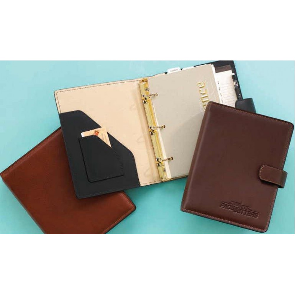 Aniline Glazed Calfskin Organizer W/ 3 Ring Logo Printed Aniline Glazed Calfskin Organizer W/ 3 Ring Logo Printed