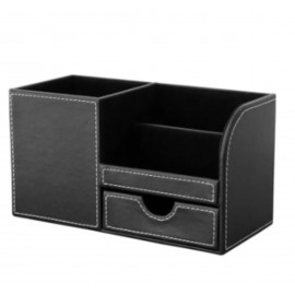 Logo Printed Multifunctional PU Leather Desk Organizer Storage Box