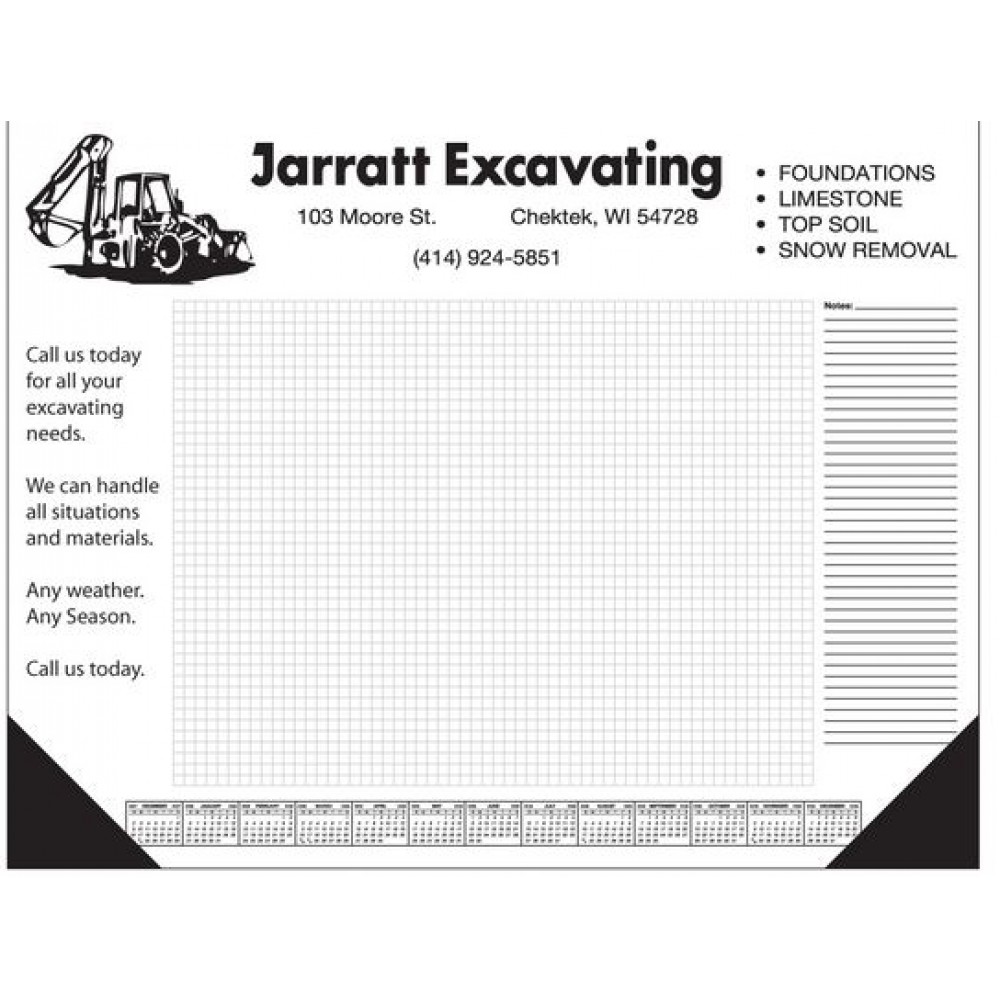 50 Sheet Deluxe Desktop Pad w/ Grid and Side Notes Custom Printed