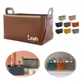 Small Leather Foldable Storage Organizer Custom Imprinted