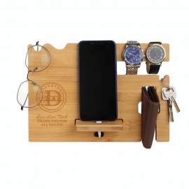 Branded Bamboo Multi-functional Desk Organizer