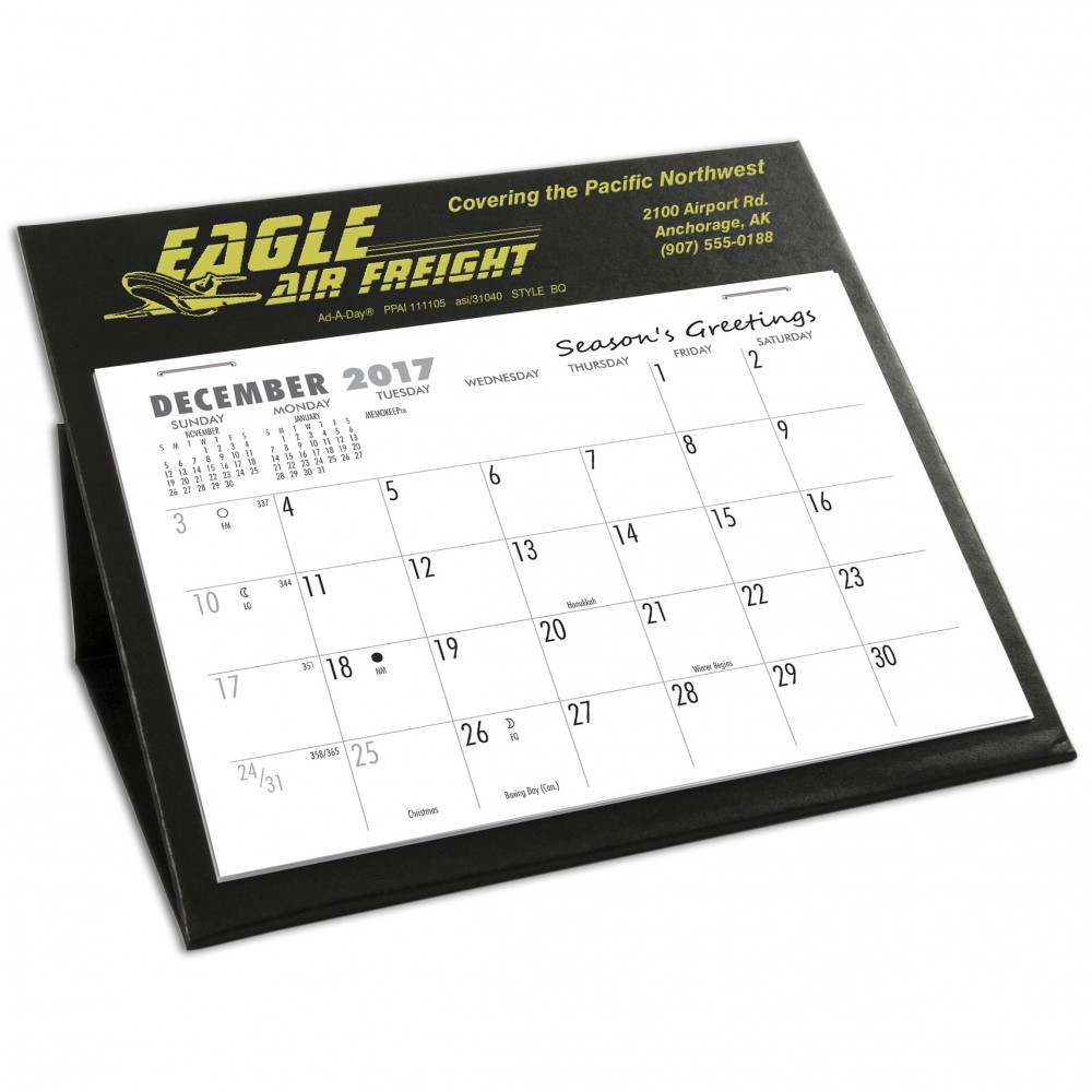 BQ Deskretary Desk Calendar with Organizer Base, Black Logo Printed BQ Deskretary Desk Calendar with Organizer Base, Black Logo Printed