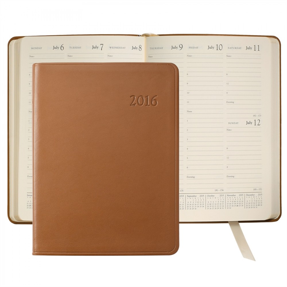 Traditional Leather Desk Diary Datebook (7"x9 1/4") Custom Printed Traditional Leather Desk Diary Datebook (7"x9 1/4") Custom Printed