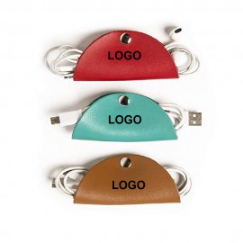 Logo Printed PU Leather Taco Cord Organizer
