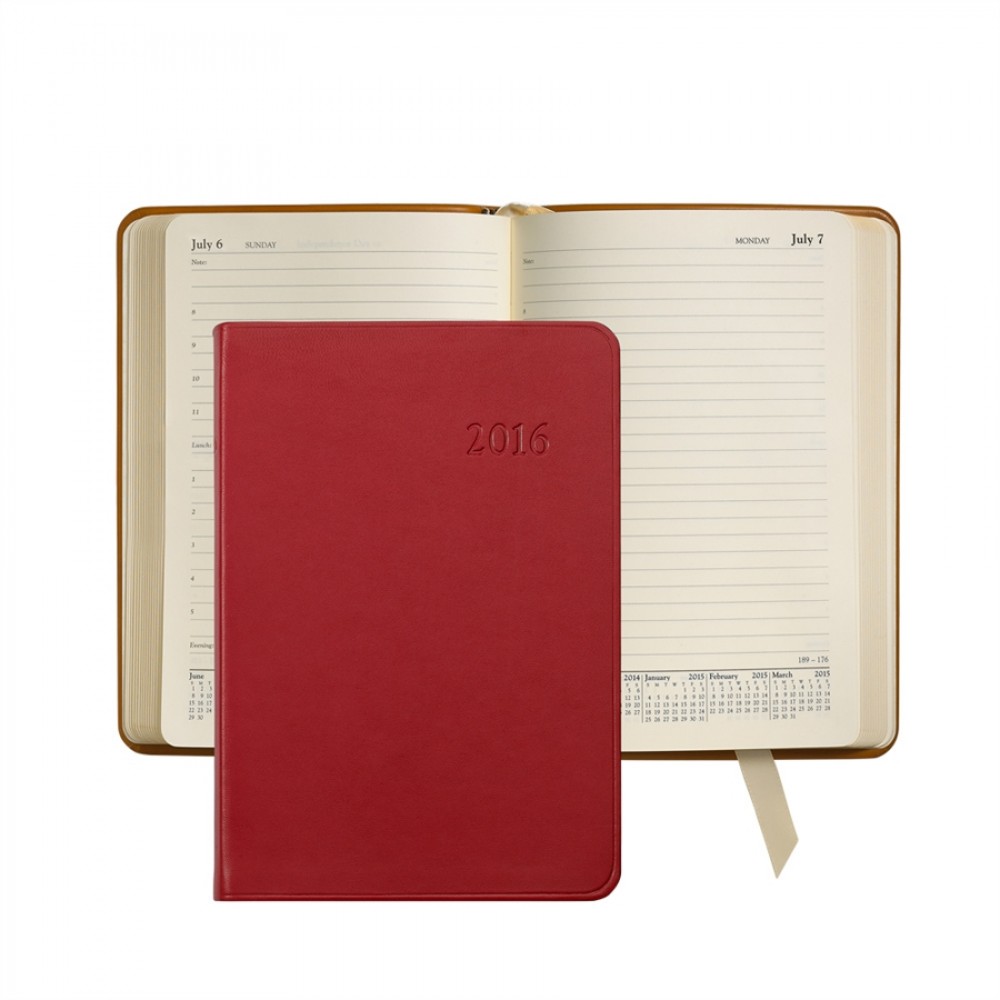 Branded Daily Journal Appointment Book W/ Premium Traditional Leather (5 1/2"x8") Branded Daily Journal Appointment Book W/ Premium Traditional Leather (5 1/2"x8")