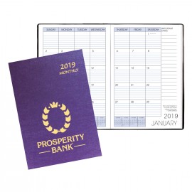 Logo Printed Monthly Desk Saddle Stitched Appointment Planner w/ Illusion Cover