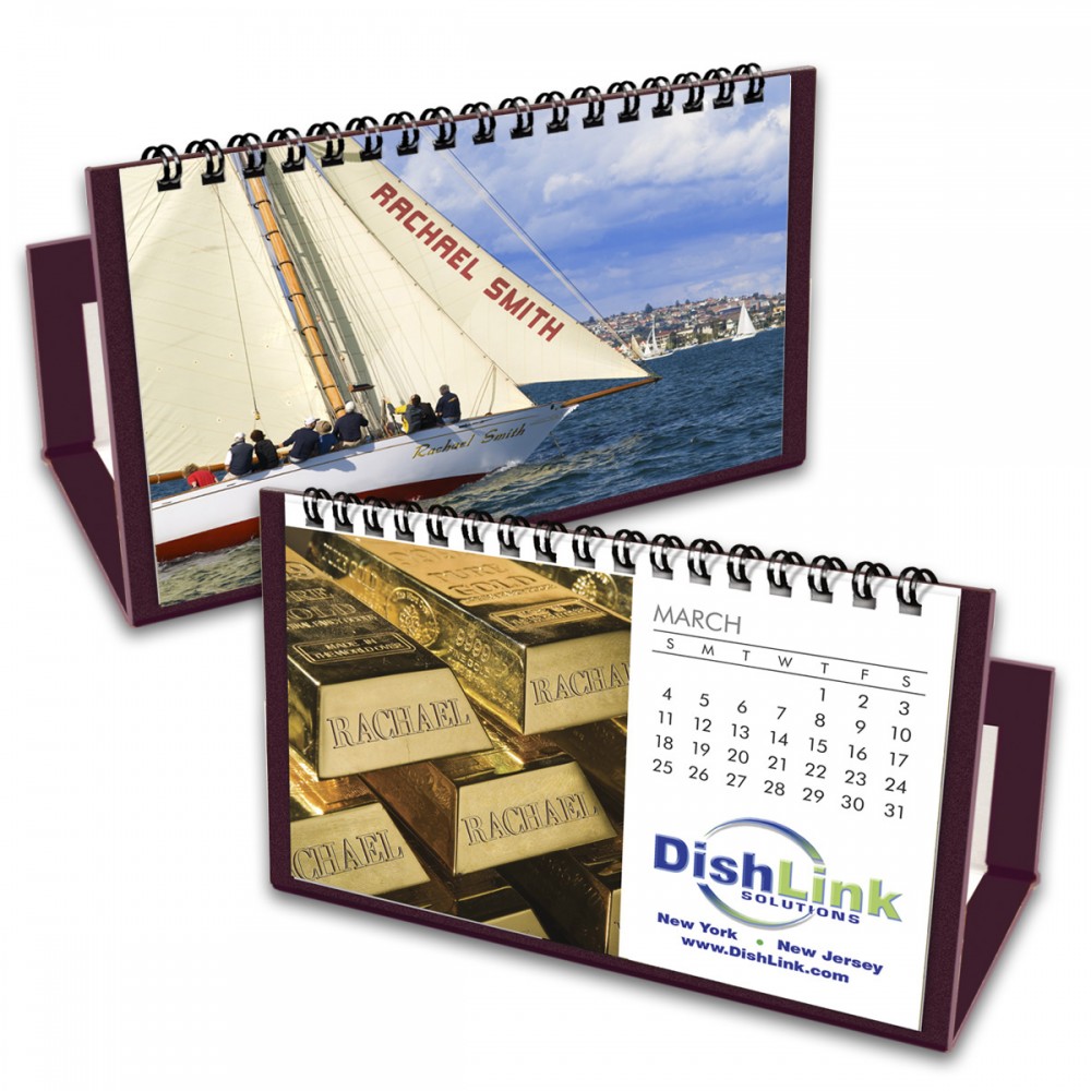 Boogie Board Custom Flip Calendar w/Maroon Organizer Base Logo Printed