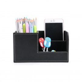 Custom Imprinted Leather Multi-function Desk Stationery Organizer Custom Imprinted Leather Multi-function Desk Stationery Organizer