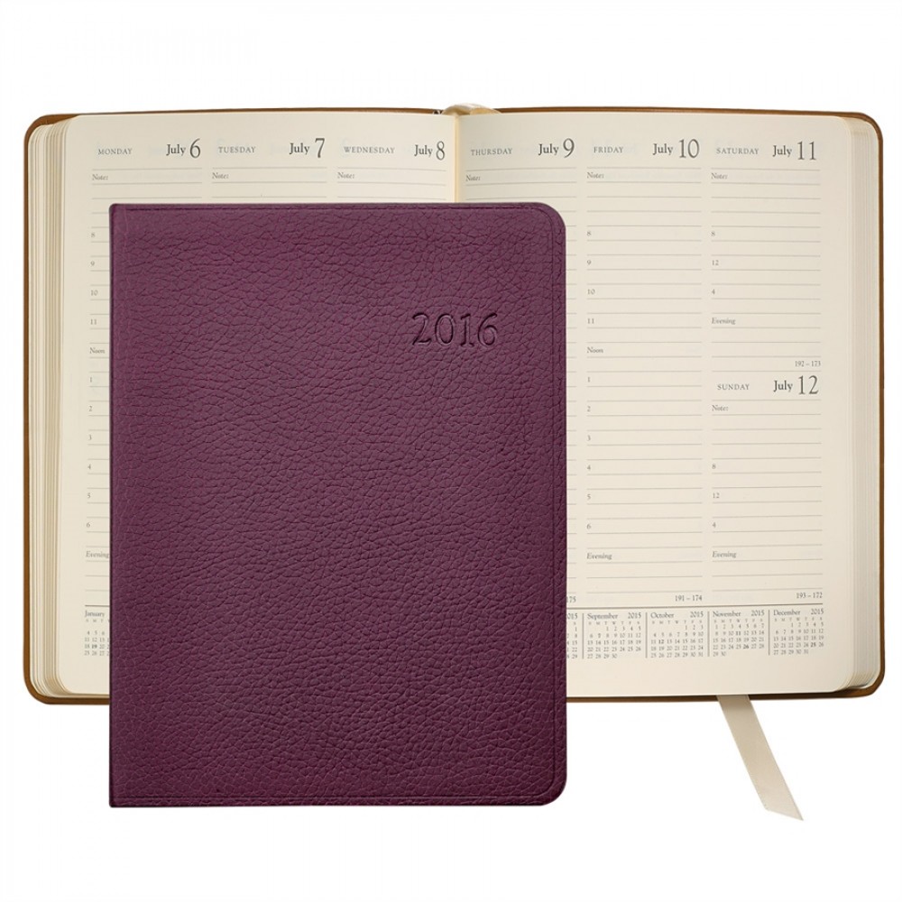 Pebble Grain Leather Desk Diary Datebook (7"x9 1/4") Logo Printed Pebble Grain Leather Desk Diary Datebook (7"x9 1/4") Logo Printed